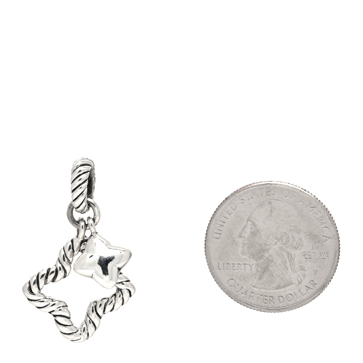David Yurman Sterling Silver Double Quatrefoil Enhancer Charm Pendant 2 of 4