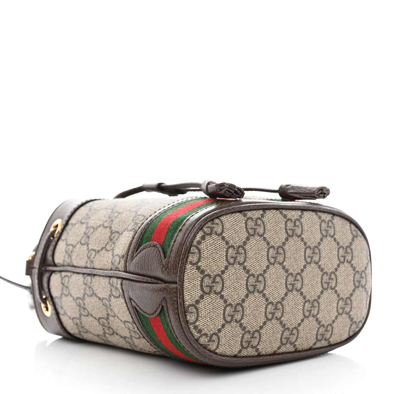 Gucci GG Supreme Monogram Web Mini Ophidia Bucket Bag Brown 4 of 8