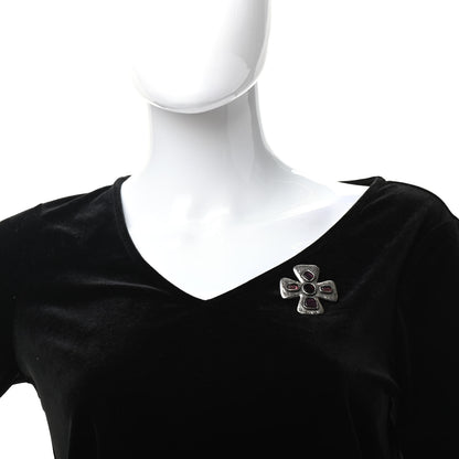 Chanel Ruthenium Gripoix Poured Glass Cross Brooch 2 of 5