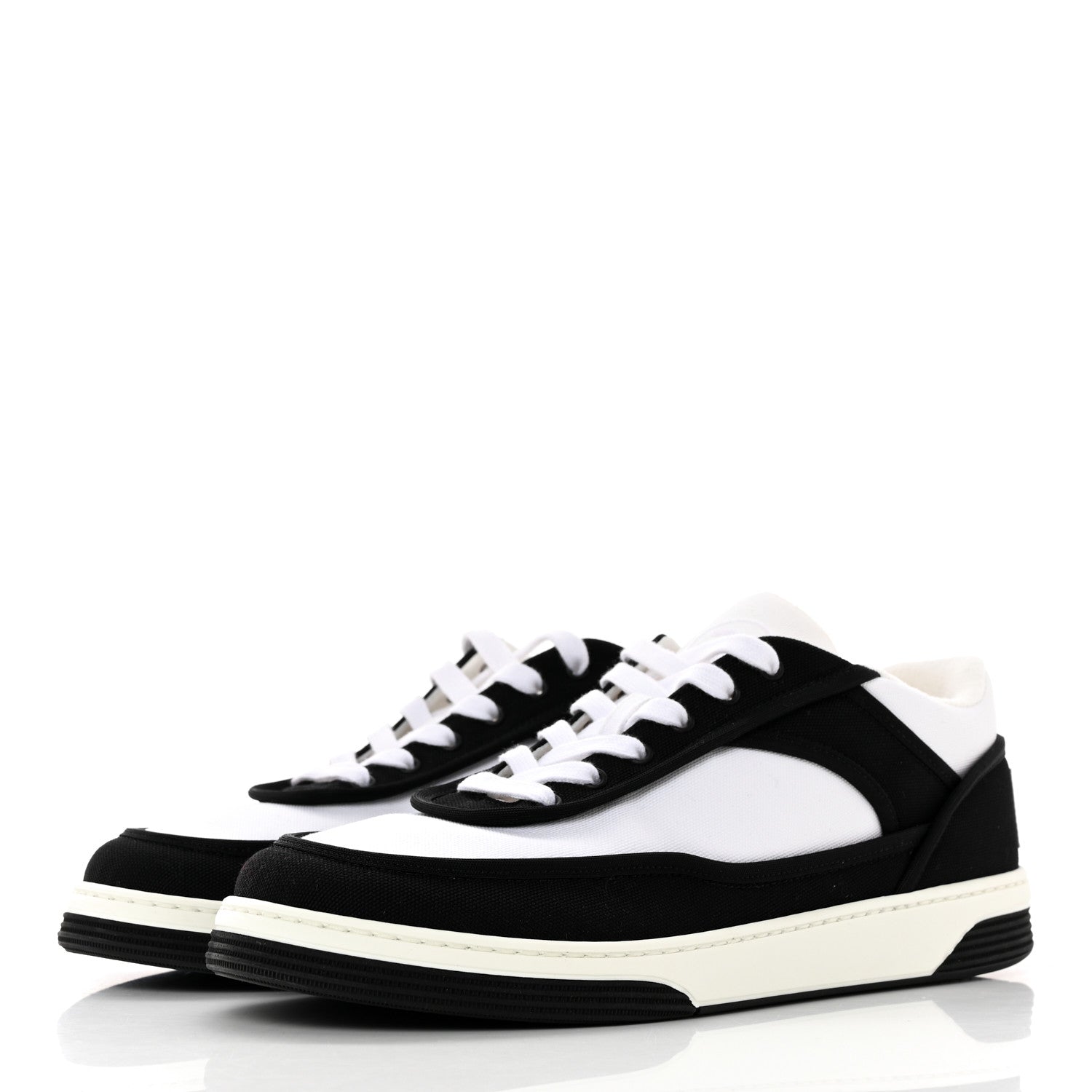 Chanel Fabric Womens Logo Sneakers 39.5 Black White 3 of 10