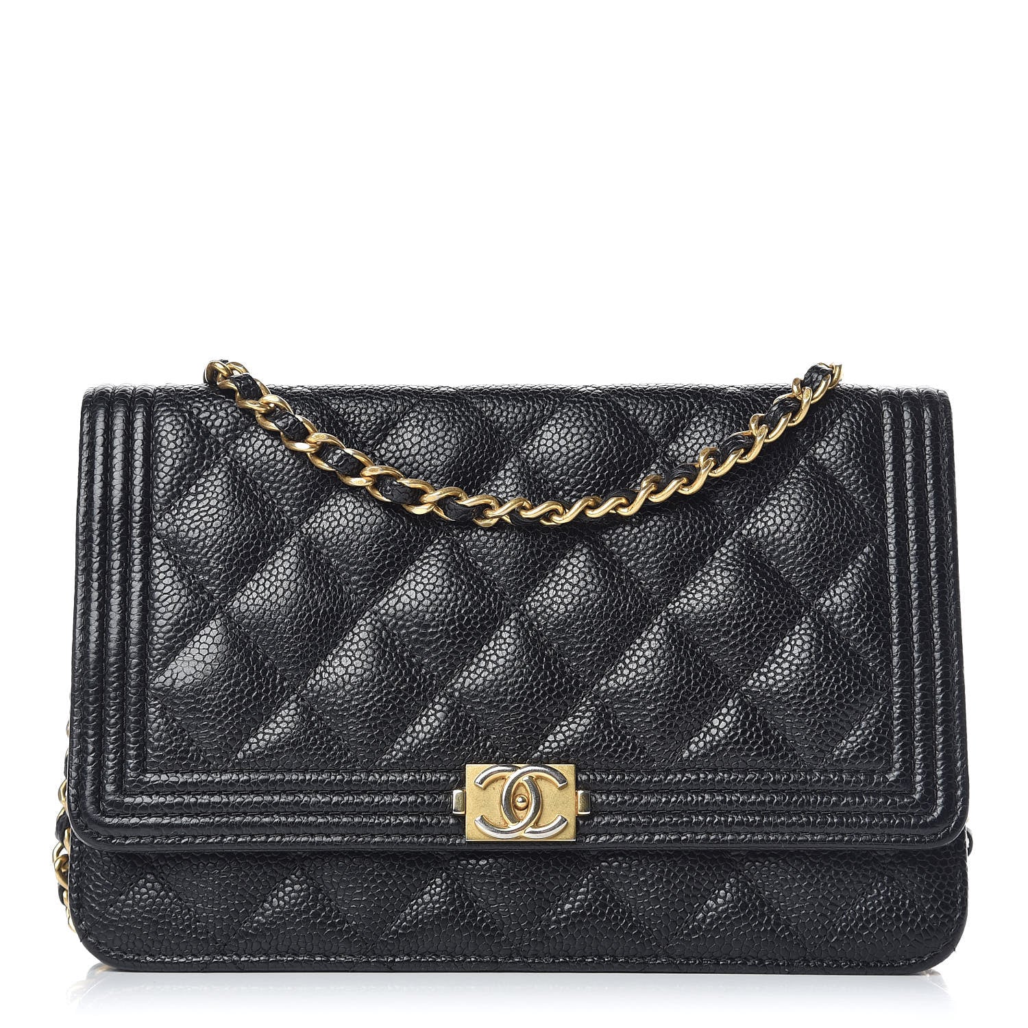 Chanel Caviar Quilted Boy Wallet On Chain WOC Black 1 of 10