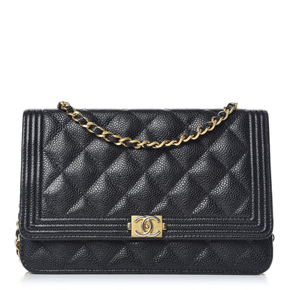 Chanel Caviar Quilted Boy Wallet On Chain WOC Black 1 of 10