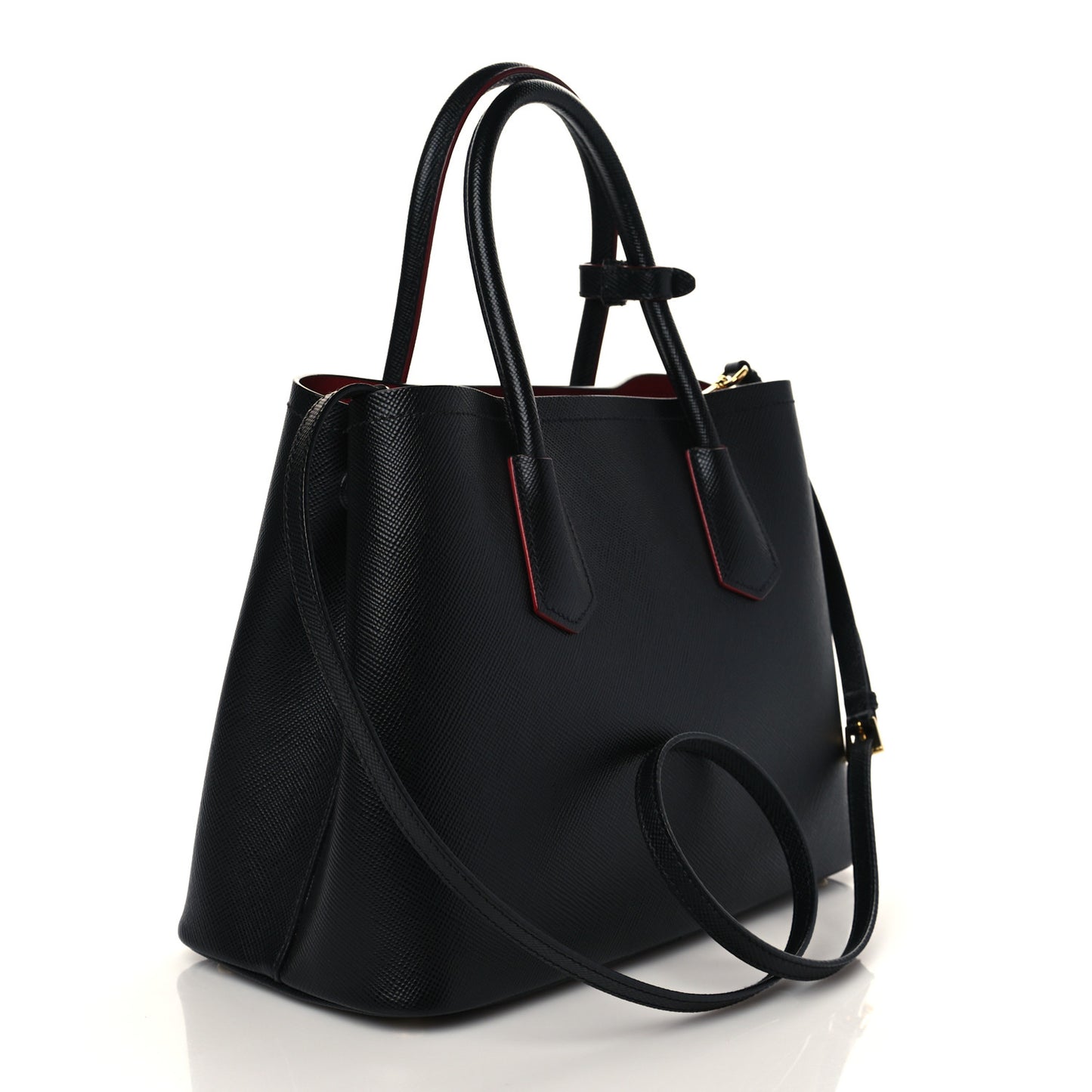 Saffiano Cuir Small Double Bag Black Fuoco