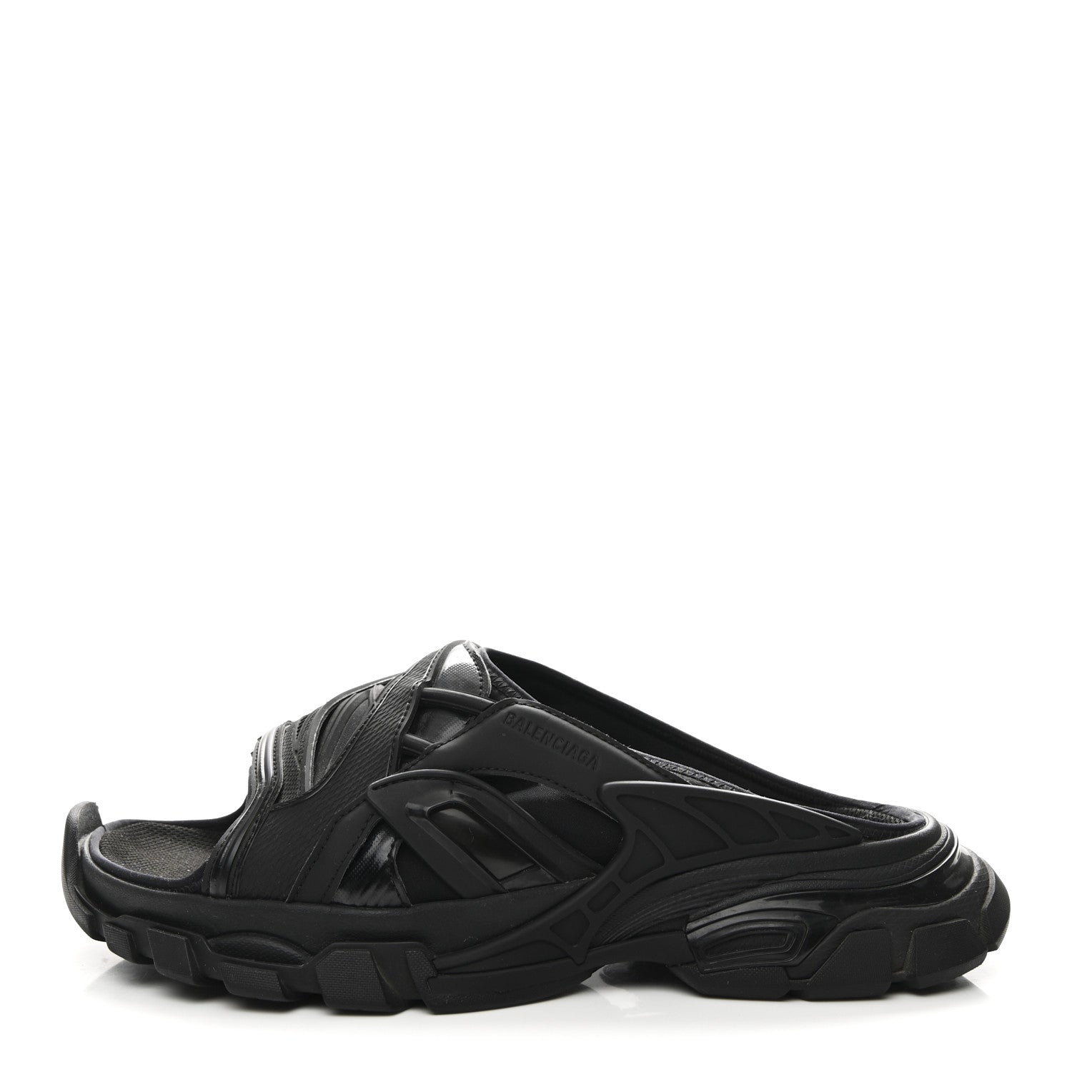 靴 BALENCIAGA TRACK SANDAL 41 Balenciaga Rubber Track Slide Sandals 41 Black 1815942 – FASHIONPHILE