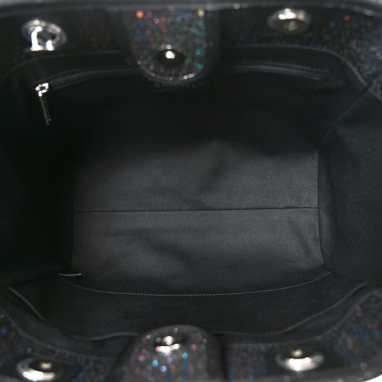 Calfskin Sequin Small Deauville Tote Black