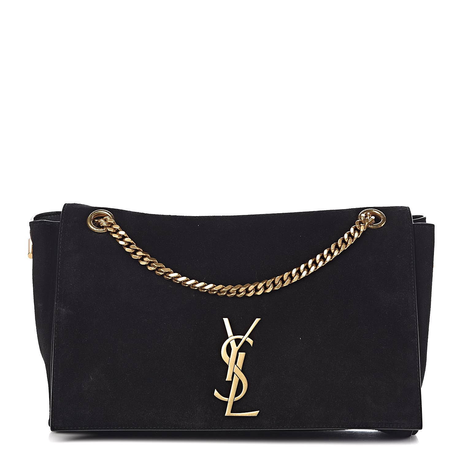 Saint Laurent Smooth Calfskin Suede Medium Reversible Monogram Kate Satchel Black 1 of 11