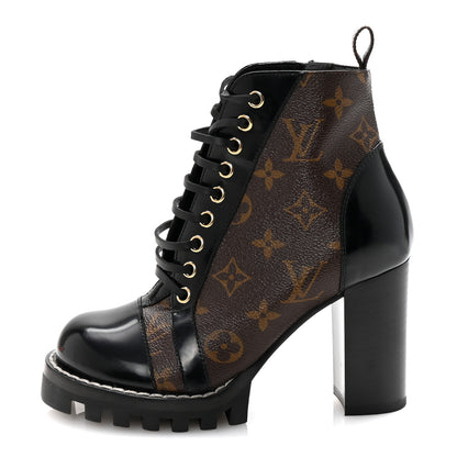 Louis Vuitton Patent Calfskin Monogram Star Trail Ankle Boots 35 Black 1 of 8