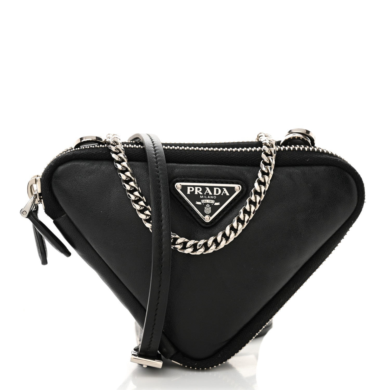 Prada Nappa Soft Padded Mini Triangle Crossbody Pouch Black 1 of 11
