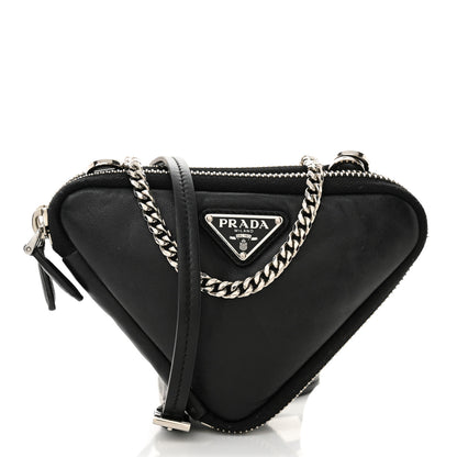 Prada Nappa Soft Padded Mini Triangle Crossbody Pouch Black 1 of 11
