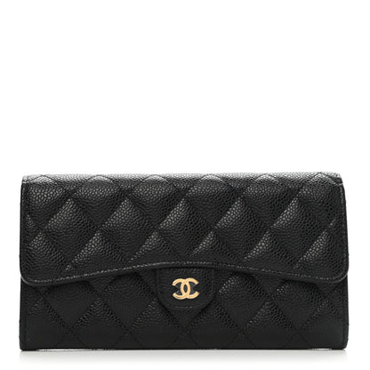 Chanel Caviar Quilted Large Gusset Flap Wallet Black 1 of 8