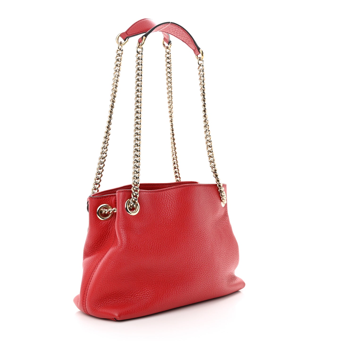Pebbled Calfskin Small Soho Chain Shoulder Bag Tabasco Red
