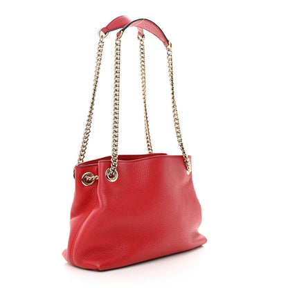 Gucci Pebbled Calfskin Small Soho Chain Shoulder Bag Tabasco Red 3 of 15