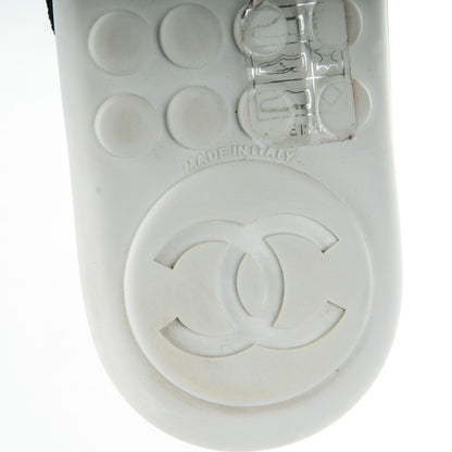 Chanel Tweed Quilted Camellia Thong Sandals 35 Black White 6 of 7