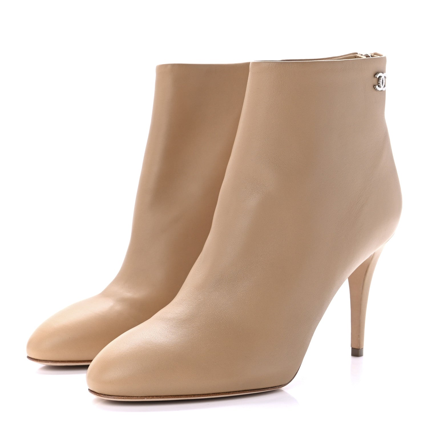 Chanel Lambskin Short Ankle Boots 41 Beige 3 of 8