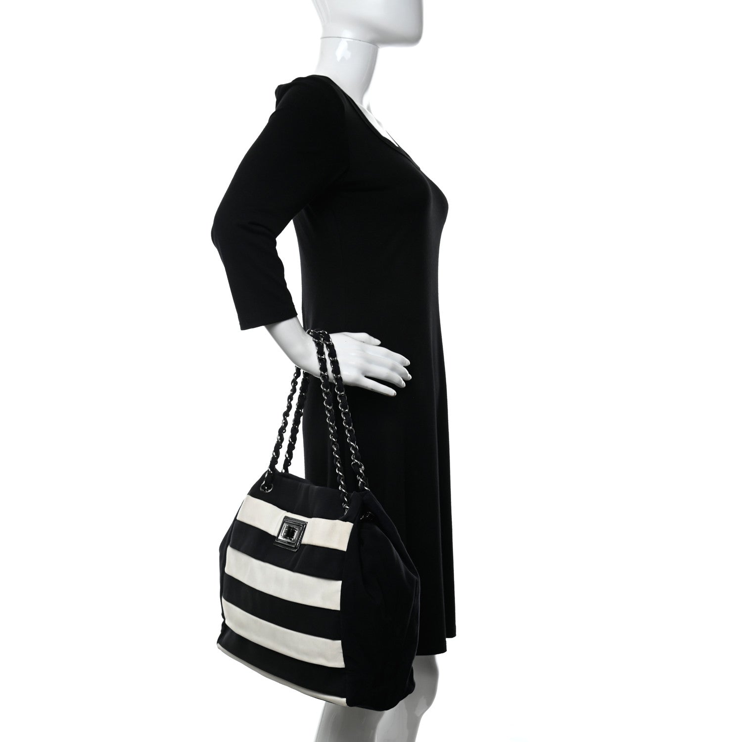 Chanel Nylon Quilted 2.55 Reissue Tote White Black 2 of 11