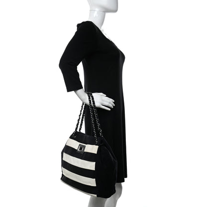 Chanel Nylon Quilted 2.55 Reissue Tote White Black 2 of 11