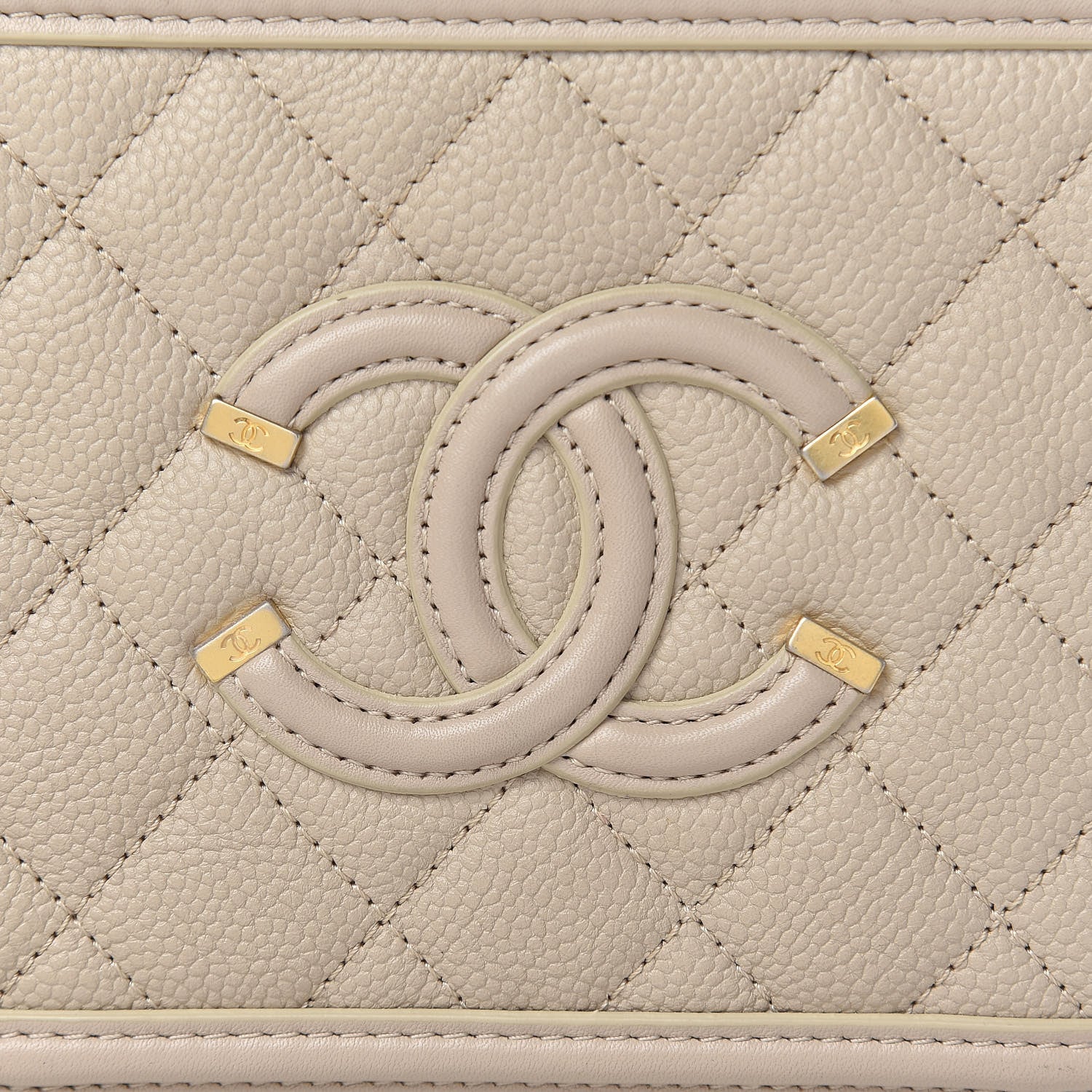 Chanel Caviar Quilted Small CC Filigree Vanity Case Light Beige 14 of 15