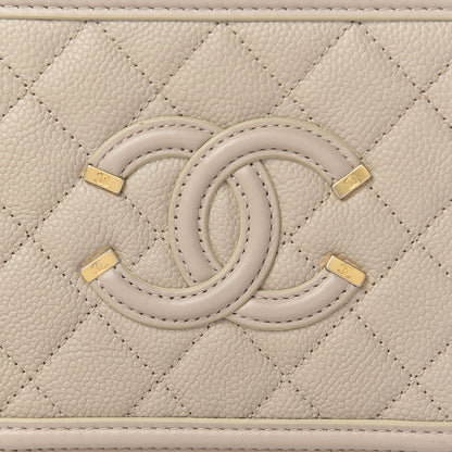 Chanel Caviar Quilted Small CC Filigree Vanity Case Light Beige 14 of 15