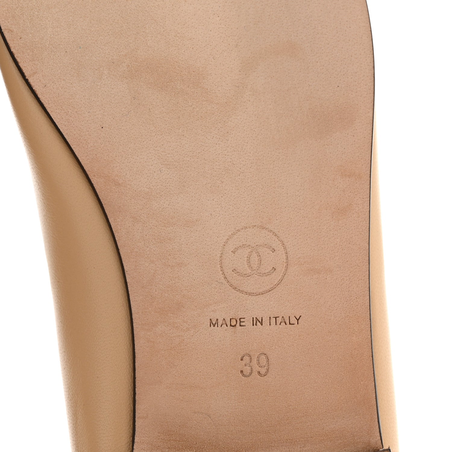 Chanel Lambskin Cap Toe CC Ballerina Flats 39 Beige Black 7 of 10