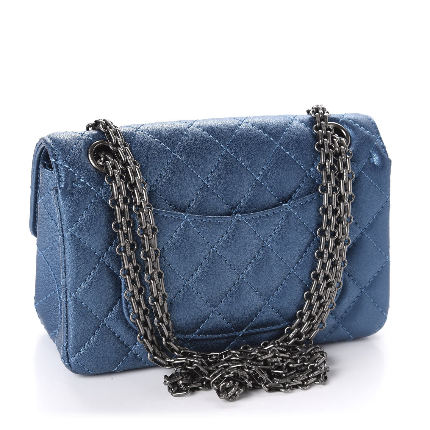 Metallic Sheepskin Quilted 2.55 Reissue Mini Flap Blue
