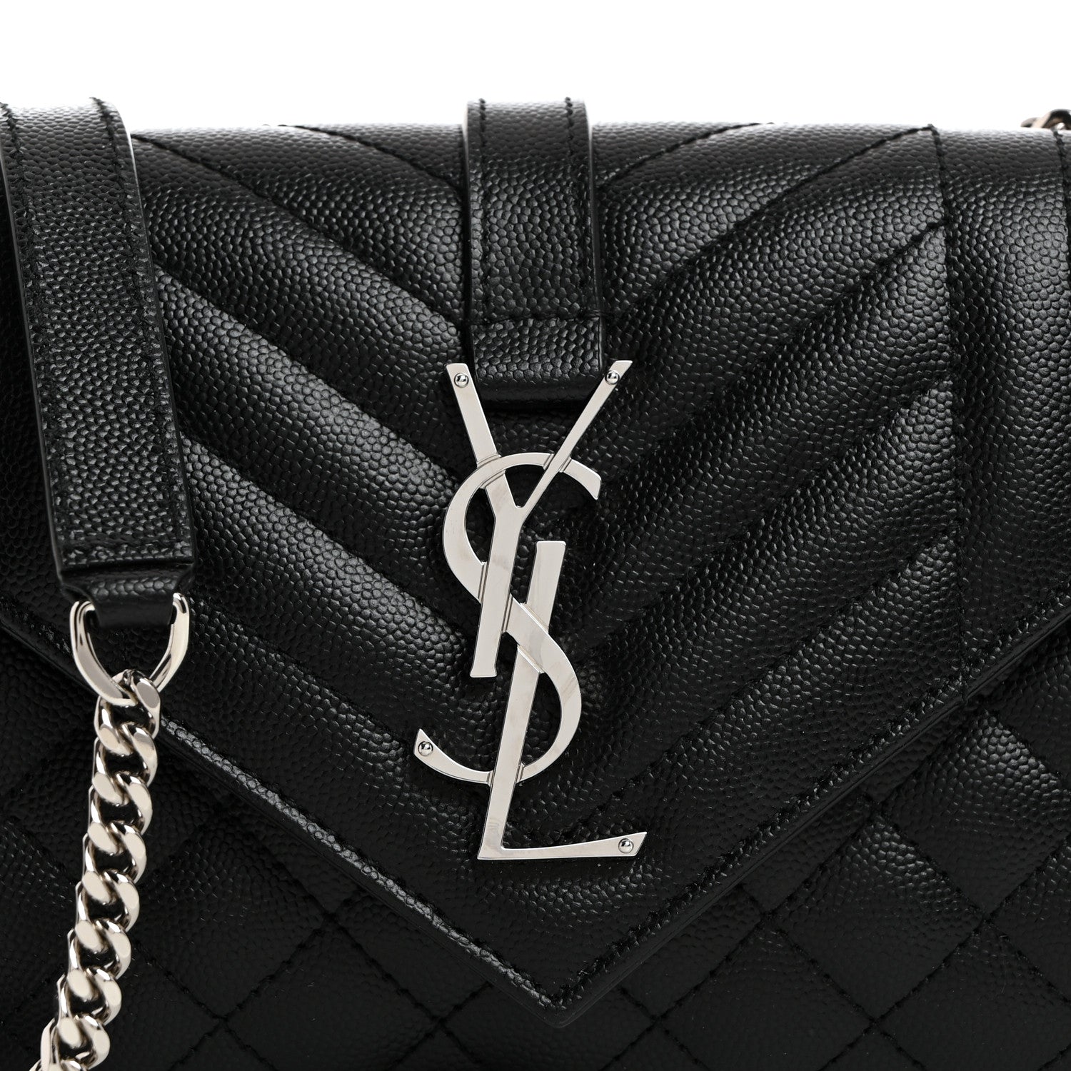 Saint Laurent Grain De Poudre Textured Mixed Matelasse Triquilt Small Monogram Satchel Black 9 of 11