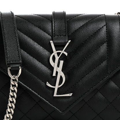 Saint Laurent Grain De Poudre Textured Mixed Matelasse Triquilt Small Monogram Satchel Black 9 of 11