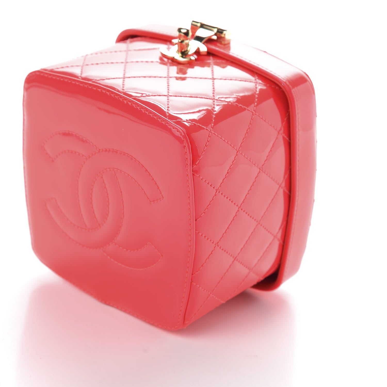 Chanel Patent Quilted Minaudiere Makeup Case Pink 7 of 10