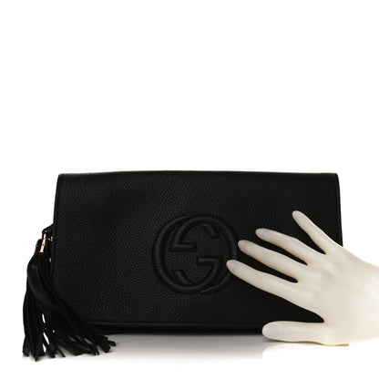 Gucci Pebbled Calfskin Medium Soho Clutch Black 2 of 14