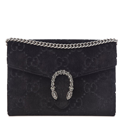 Gucci Velvet GG Monogram Mini Dionysus Chain Wallet Black 1 of 10