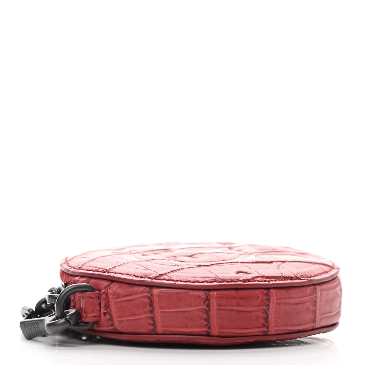 Bottega Veneta Calfskin Crocodile Embossed Round Coin Pouch Key Ring 4 of 6
