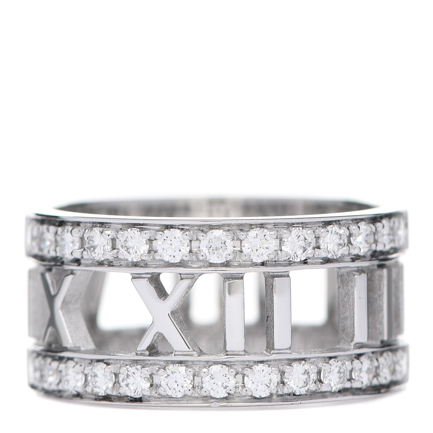 18K White Gold Diamond Wide Atlas Open Ring 50 5.25