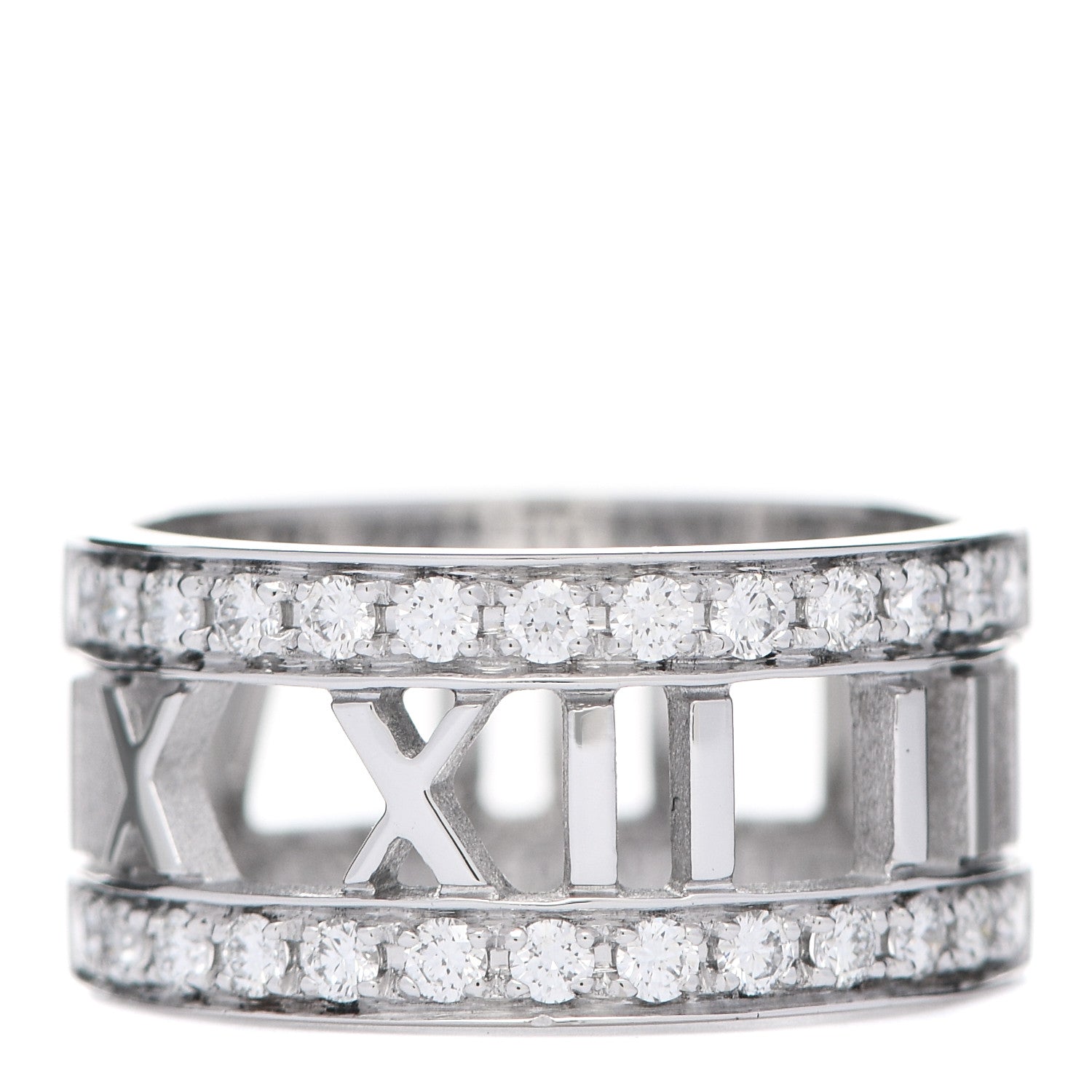 Tiffany 18K White Gold Diamond Wide Atlas Open Ring 50 5.25 1 of 6