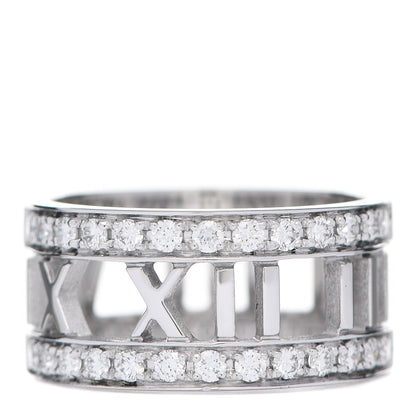Tiffany 18K White Gold Diamond Wide Atlas Open Ring 50 5.25 1 of 6