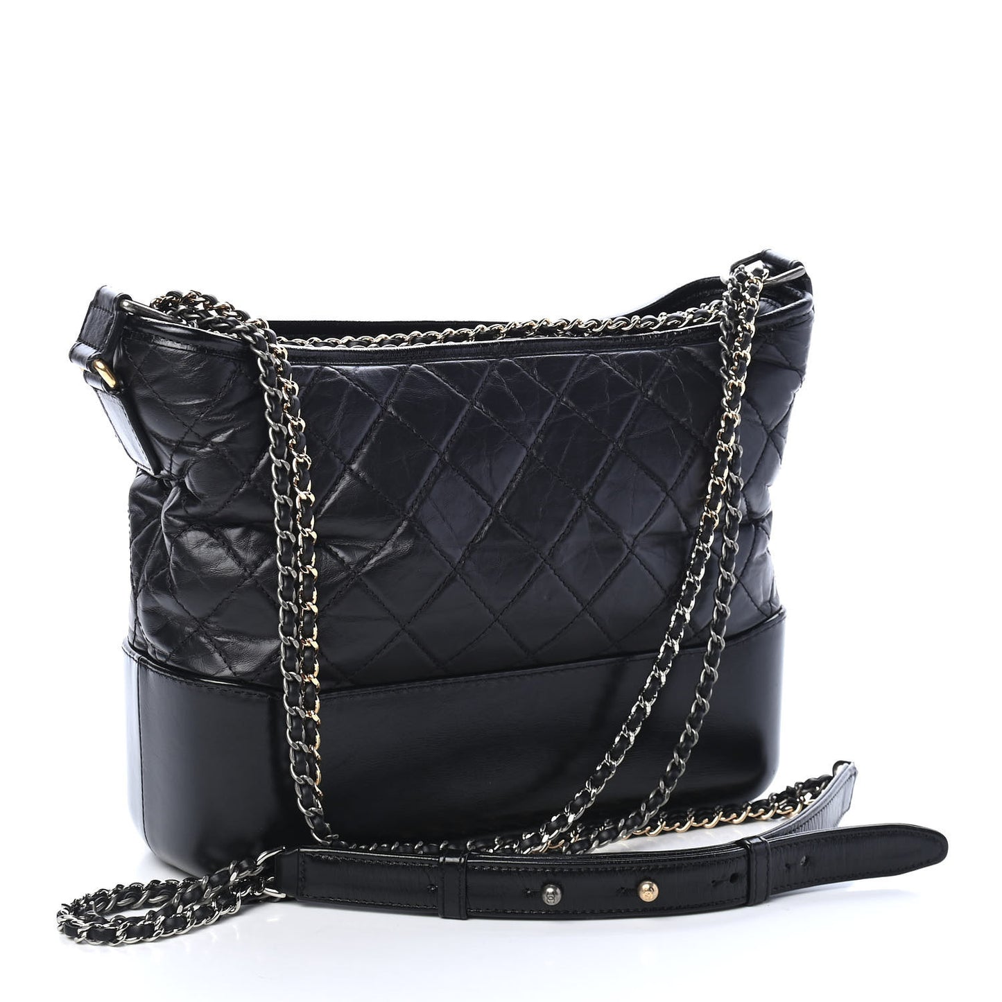 Aged Calfskin Quilted Medium Gabrielle Hobo Black