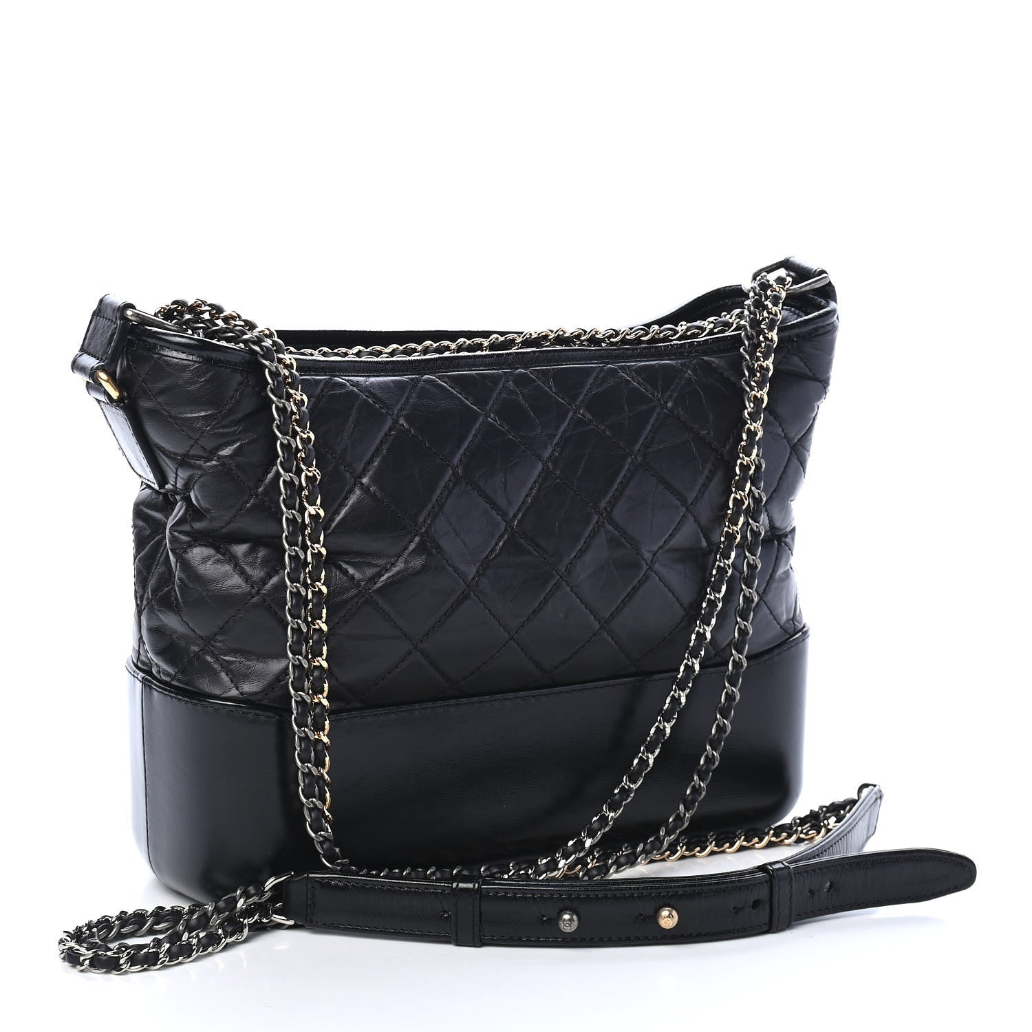 Chanel Aged Calfskin Quilted Medium Gabrielle Hobo Black 3 of 9