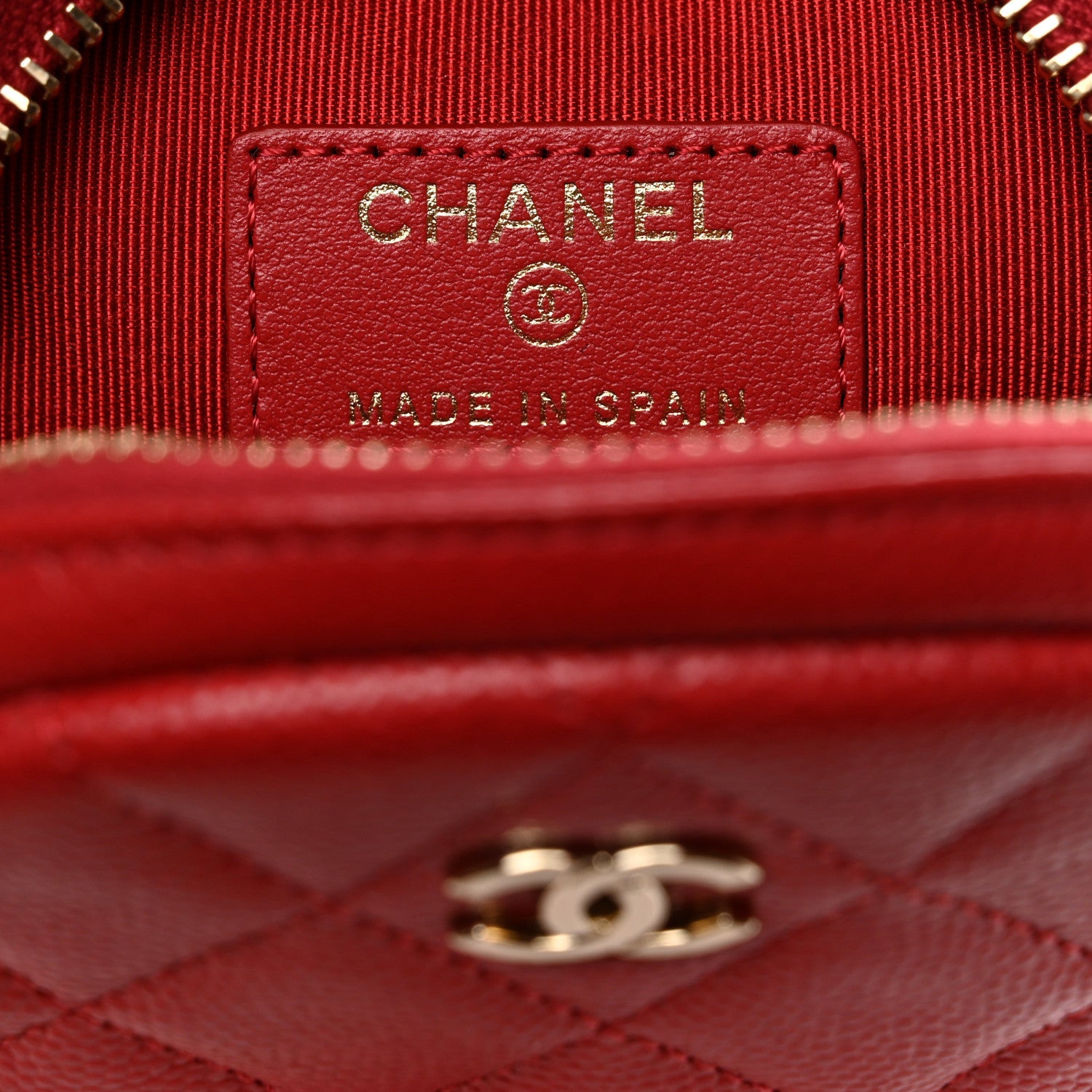 Chanel Caviar Quilted Zip Around Classic Coin Purse Red 6 of 7