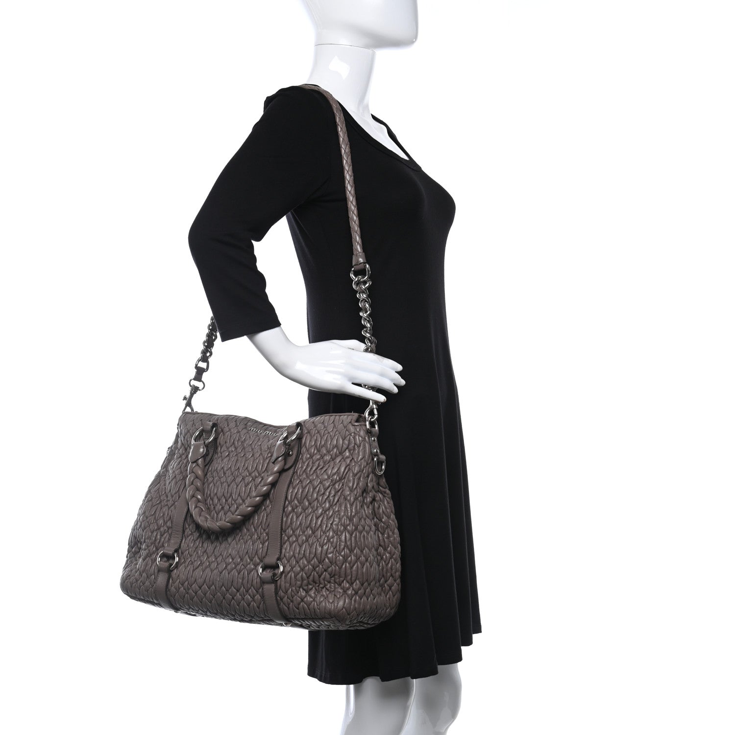 Miu Miu Nappa Matelasse Shopping Tote Argilla 2 of 10