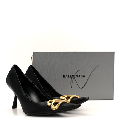 Balenciaga Shiny Soft Calfskin BB Flex 90mm Pumps 37 Black Gold 10 of 10