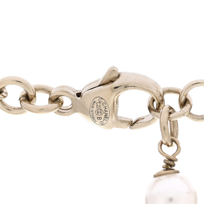 Chanel Pearl Crystal CC Heart Necklace Gold Pearly White Black 3 of 3