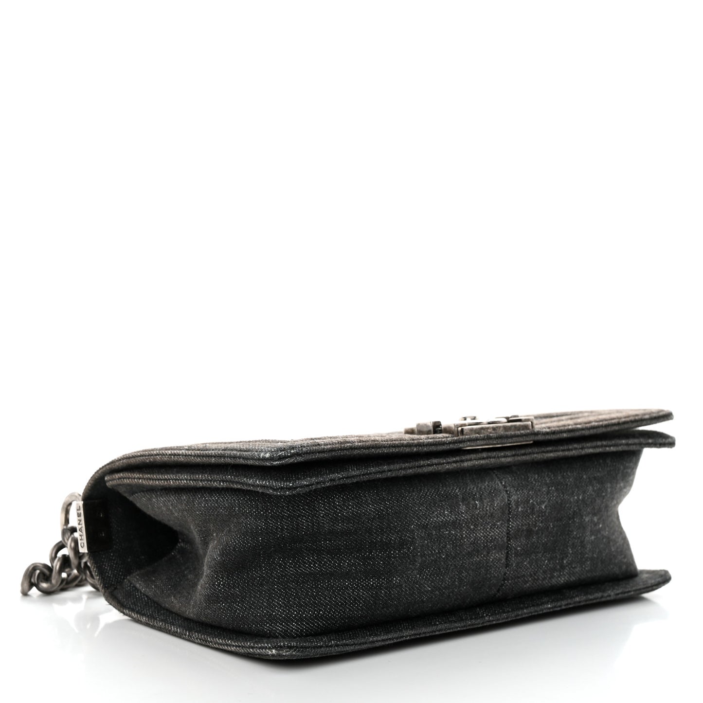 Denim Quilted Medium Boy Flap Black