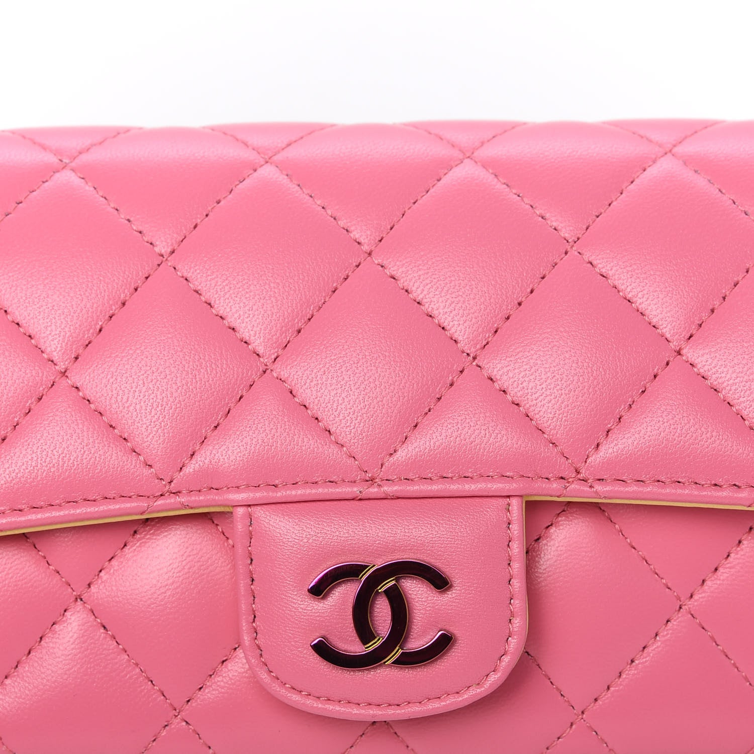 Chanel Lambskin Quilted Glasses Case With Chain Pink Yellow 12 of 13
