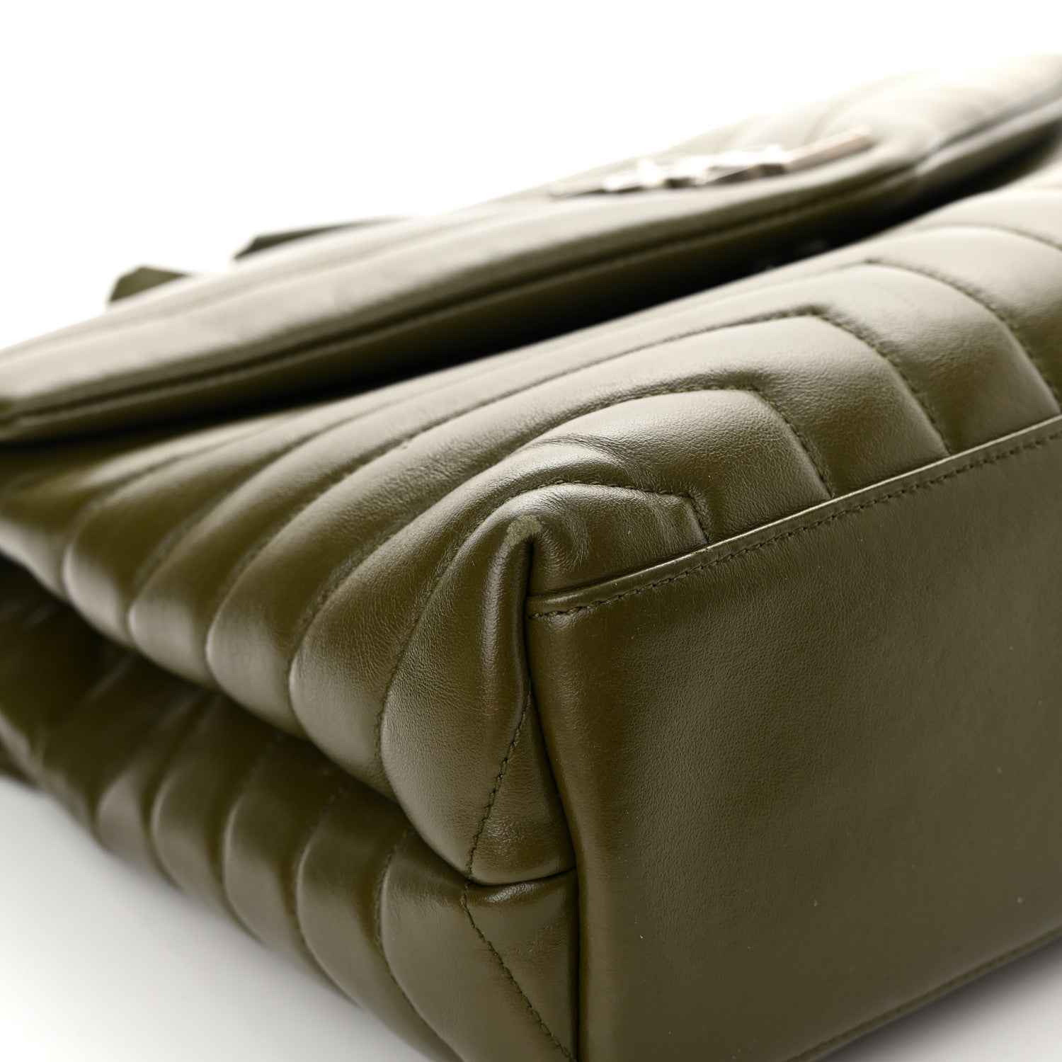 Saint Laurent Calfskin Y Quilted Monogram Medium Loulou Chain Satchel Military Olive 10 of 17