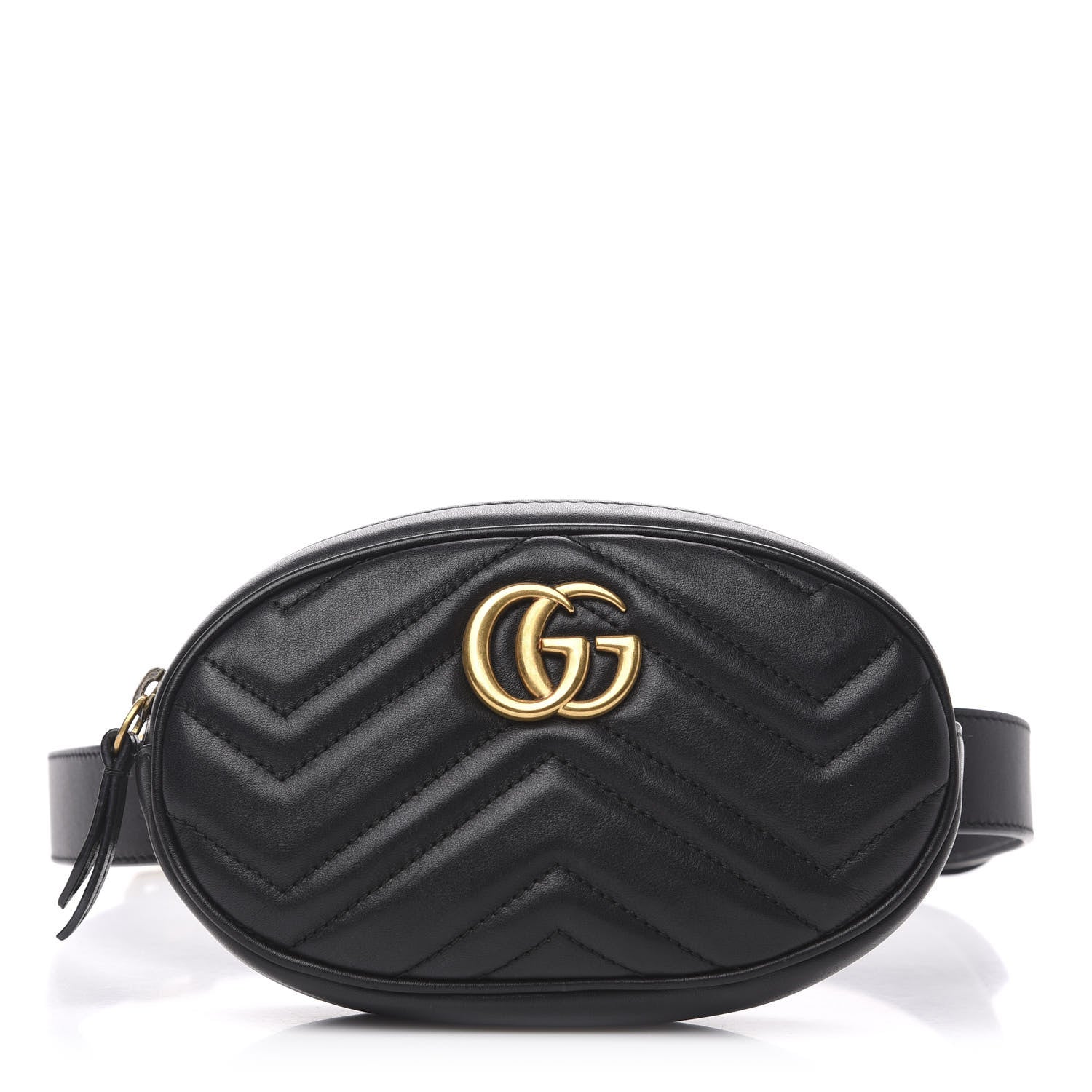 Gucci Calfskin Matelasse GG Marmont Belt Bag 105 42 Black 1 of 12