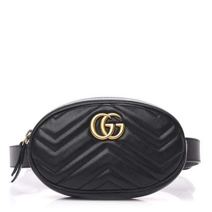 Gucci Calfskin Matelasse GG Marmont Belt Bag 105 42 Black 1 of 12