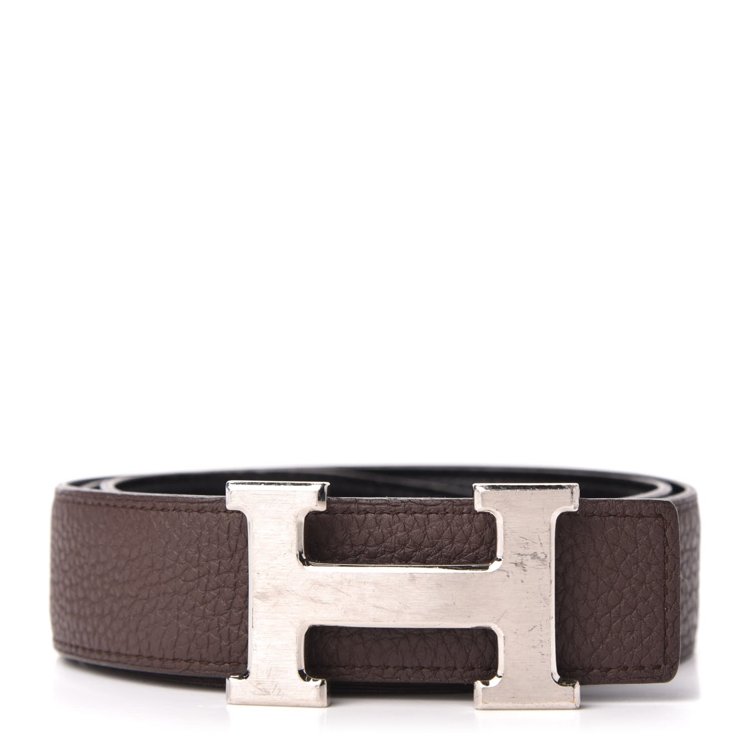 Hermes Box Togo 32mm H Belt 85 Black Chocolate 1 of 5