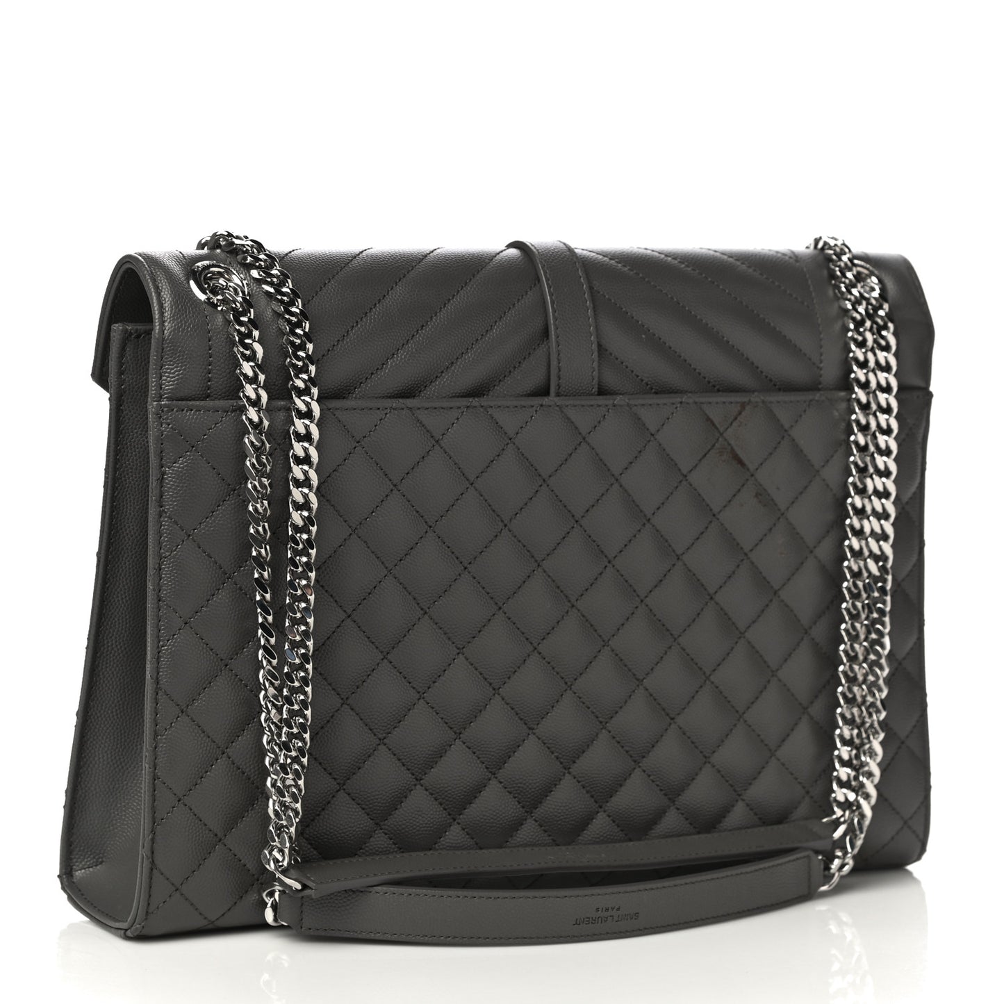 Grain De Poudre Textured Mixed Matelasse Large Triquilt Monogram Satchel Earth