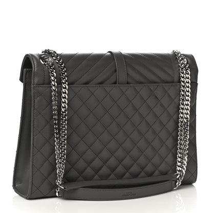 Saint Laurent Grain De Poudre Textured Mixed Matelasse Large Triquilt Monogram Satchel Earth 3 of 16