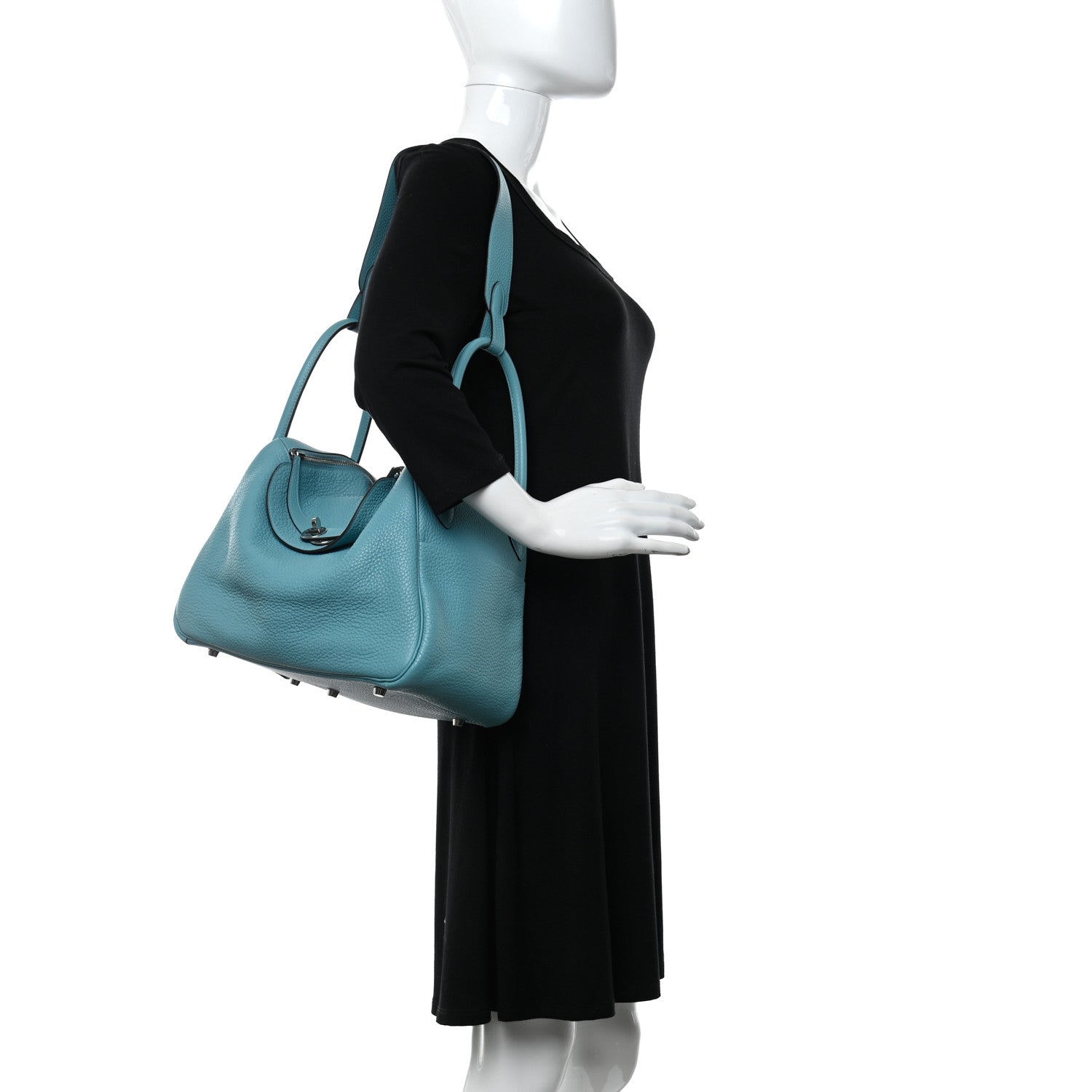 Hermes Taurillon Clemence Lindy 34 Bleu Atoll 2 of 8