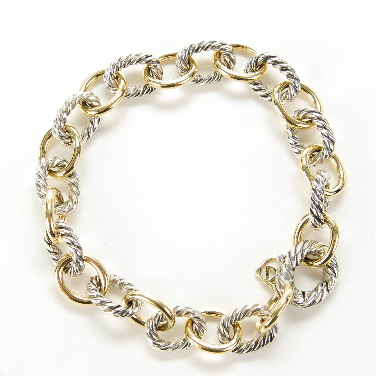 Sterling Silver 18K Yellow Gold 12mm Large Oval Link Bracelet
