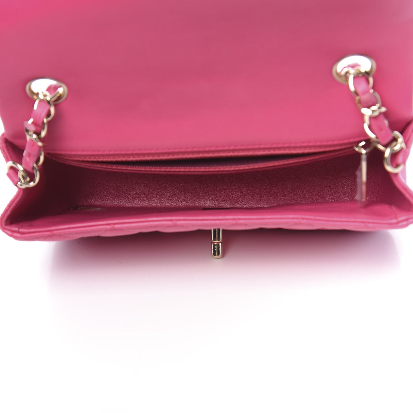 Lambskin Quilted Mini Rectangular Flap Dark Pink